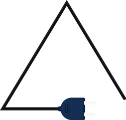 Path with a socket plug connector at the end, illustrating a triangle shape in the wire design.