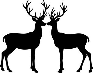 Silhouettes of Two Deer with Antlers" vector 