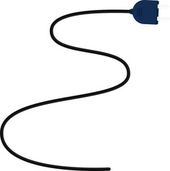 Path with a socket plug connector at the end, illustrating a curved shape with directional flow in the wire design.