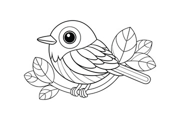 Obraz premium Chirping robin bird in sweet pose perfect for kids coloring book Vector illustration