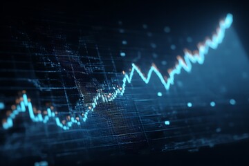 Digital stock market graph showing upward trend