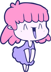 cartoon woman in bright neon color
