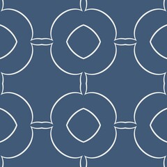 A symmetrical floral pattern is depicted with simple white outlines on a gray background, creating a repetitive design. The motifs are interconnected, forming an elegant and uniform arrangement.