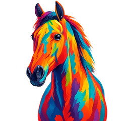 Illustration of a horse. Pop art rainbow portrait of a horse.
