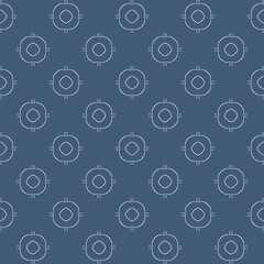 A symmetrical floral pattern is depicted with simple white outlines on a gray background, creating a repetitive design. The motifs are interconnected, forming an elegant and uniform arrangement.