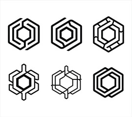 Hexagon Rings Vector Logo Pack