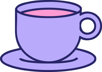 iconic tattoo style image of a cup of coffee in bright neon color