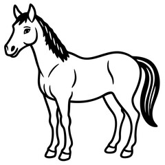 Horse silhouette isolated on transparent background, horse vector illustration