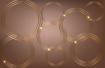 Premium background design with mocha mousse line pattern (texture) in luxury pastel color. Abstract horizontal vector template for business banner.dark brown background with golden brown circles. 