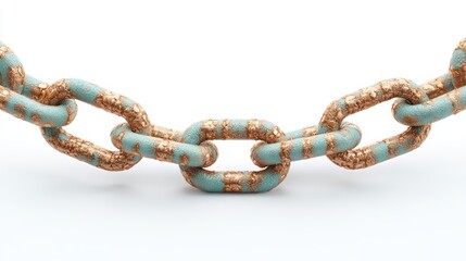 Fototapeta premium Antique Chain Link: Strength, Connection, Vintage Design, Turquoise