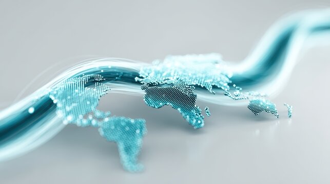 Digital World Map, Tech Data Flow, Global Network - Powered by Adobe