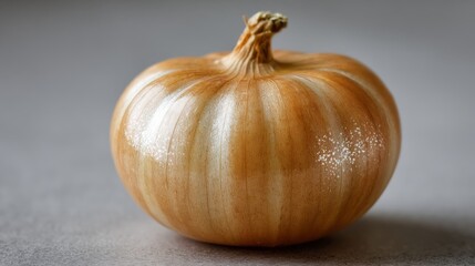Golden pumpkin on neutral background studio lighting autumn harvest food object thanksgiving seasonal still life