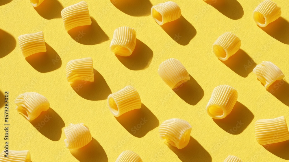 Poster yellow background with repeating white capsule pattern top view pharmaceutical concept texture desig