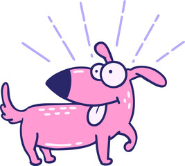 illustration of a traditional tattoo style happy dog in bright neon color