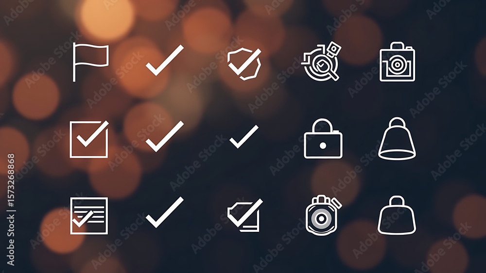 Poster goal setting icons outline icon set of goal setting target bullseye checklist flag marker calendar d