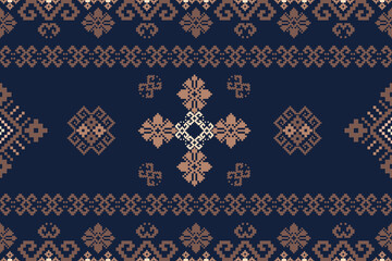 Seamless floral pixel art pattern. Vintage floral fabric design for wallpaper or fabric.