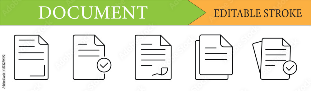 Poster document line icon set with editable stroke