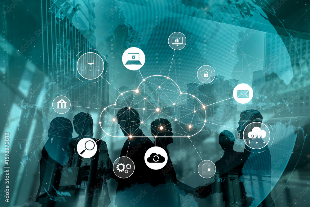 Poster cloud computing enables cloud, service, and network integration for digital transformation, data acc