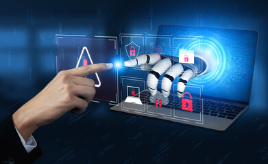 AI identifies cybersecurity threat and breach by protecting data, detecting threat, and preventing...