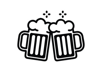 Two beer mug Vector, Two beer mug Icon Illustration