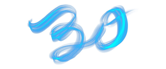 Number 30 blue fire illustration logo png
