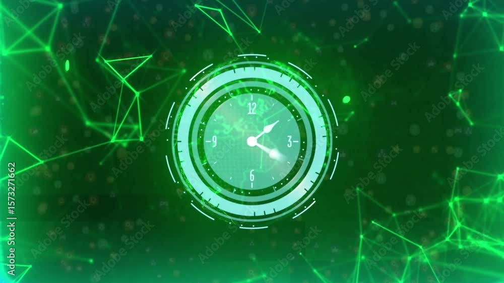 Aufkleber rotation event causing globe rotating as clock rings forming and hands sweeping visualizing timing
