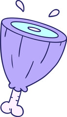 hand drawn cartoon doodle of a joint of ham in bright neon color