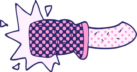 cartoon doodle punch in bright neon color