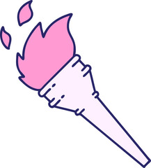 tattoo in traditional style of a lit torch in bright neon color