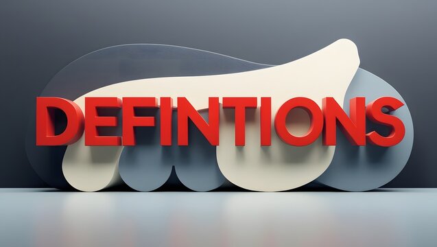 Bold 3D red "DEFINITIONS" text centered on a modern background with gradients of white, grey, and blue. Clean, corporate design with subtle depth and texture. Ideal for banner ads and editorial use.

