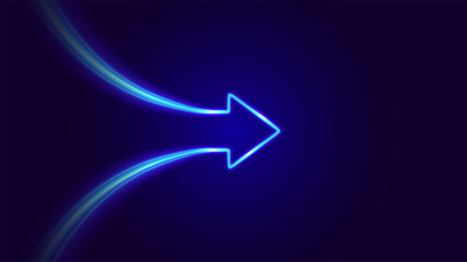 Play button on blue background. Multimedia, audio, video, cinema, music abstract background with neon glowing triangle Play Icon. Vector image.