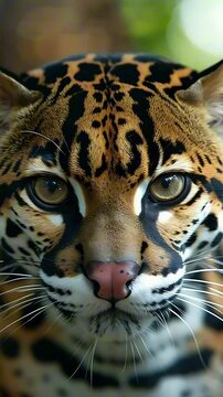 close up portrait of a clouded leopard	
