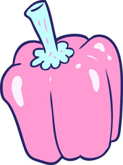 cartoon fresh organic pepper in bright neon color