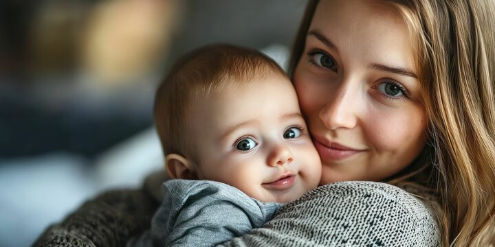 Soothe-and-snuggle session between mother and infant