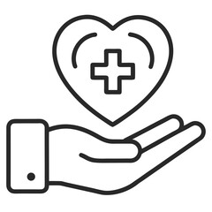 Obraz premium -healthcare-hand-holding-outline-vector-icon-on-wh.eps