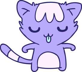 cartoon illustration of a kawaii cute racoon in bright neon color