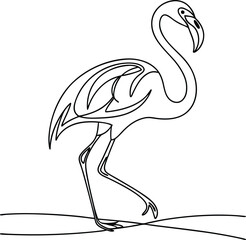 Elegant Flamingo Silhouette and Outline Art