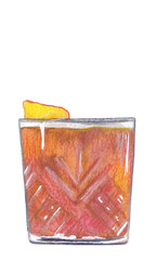 Negroni cocktail handpainted illustration Italian drink food clipart PNG file with transparent background Perfect for use in menus, cookbooks, restaurant branding, posters, and food-related design