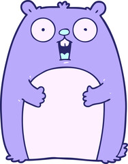 cartoon shocked ground hog in bright neon color