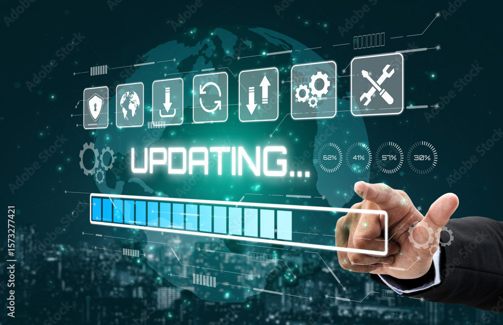 Poster knowledge upgrade and software updates support digital skills growth, competitiveness, and continuou