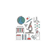 vector illustration of a set of icons for science experiment