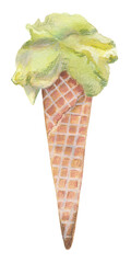 pistachio ice cream handpainted illustration Italian food clipart PNG file with transparent background Perfect for use in menus, cookbooks, restaurant branding, posters, and food-related design
