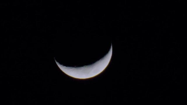 Crescent Moon in Night Sky