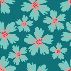 Hand drawn flowers backgrounds. Seamless patterns with floral for fabric, textiles, clothing, packaging, cover, banner, poster, interior decor. Vector illustration.