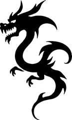 Obraz premium Oriental Dragon Tattoo Silhouette Design