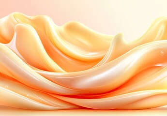 Abstract swirls of creamy, pale orange liquid