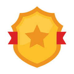 Shining Golden Badge Icon with Star Symbol