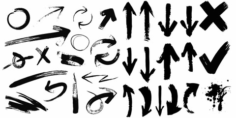Hand-drawn Arrow Designs for Creative Direction and Navigation, Isolated on Transparent Background Arrows drawn with black marker in different directions