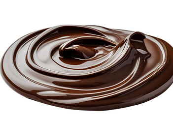 Melted brown chocolate drip swirl smear for dessert design display.