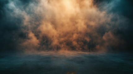 Golden Ambient Light with White Fog in Studio Space.